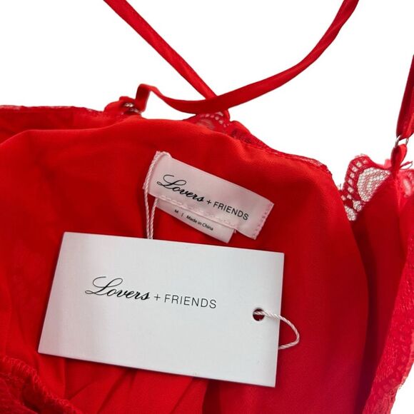 Lovers & Friends Women’s M Levesque Lace Mini Dress Red Romantic Cocktail New - Picture 3 of 10